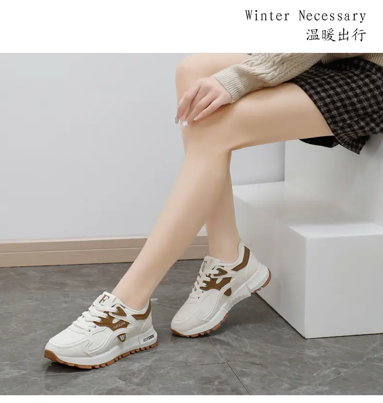 fleece-lined Thickened sneaker Women's 2024 Winter New White Shoes Women's All-match Non-slip Warm Women's Cotton Shoes 5162 — feature 10