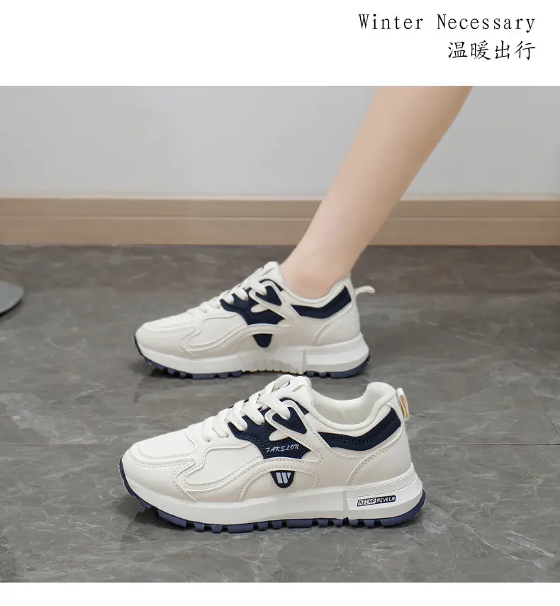 fleece-lined Thickened sneaker Women's 2024 Winter New White Shoes Women's All-match Non-slip Warm Women's Cotton Shoes 5162 — feature 16