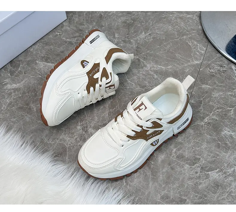 fleece-lined Thickened sneaker Women's 2024 Winter New White Shoes Women's All-match Non-slip Warm Women's Cotton Shoes 5162 — feature 21