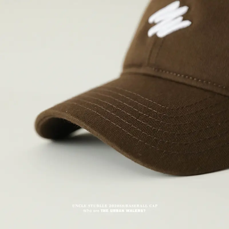 Men's Big Head Baseball Cap Brown Beige White Mark Show — feature 10