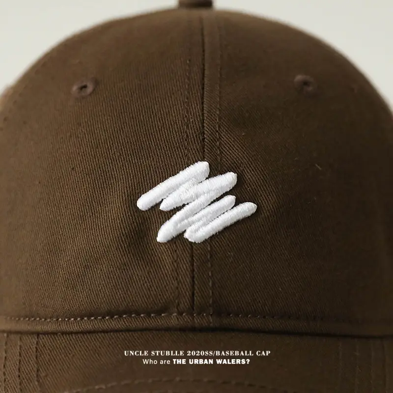 Men's Big Head Baseball Cap Brown Beige White Mark Show — feature 11
