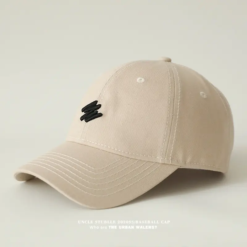 Men's Big Head Baseball Cap Brown Beige White Mark Show — feature 3