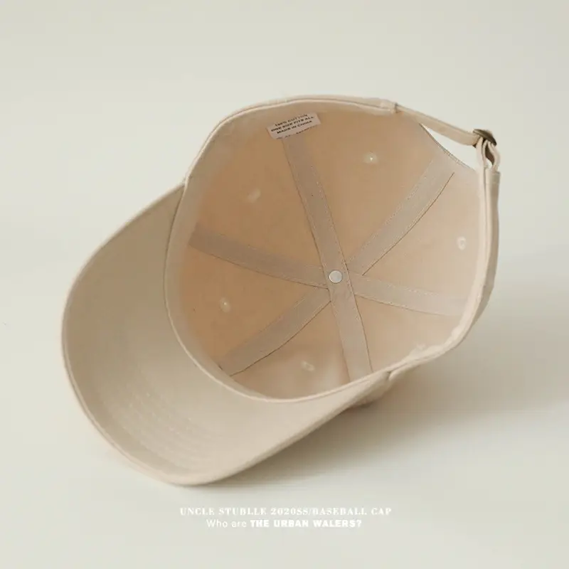 Men's Big Head Baseball Cap Brown Beige White Mark Show — feature 4