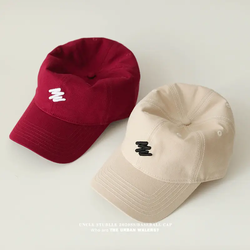 Men's Big Head Baseball Cap Brown Beige White Mark Show — feature 5