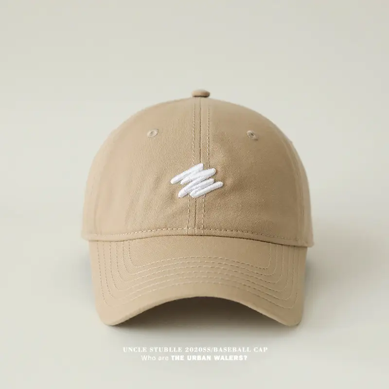 Men's Big Head Baseball Cap Brown Beige White Mark Show — feature 7
