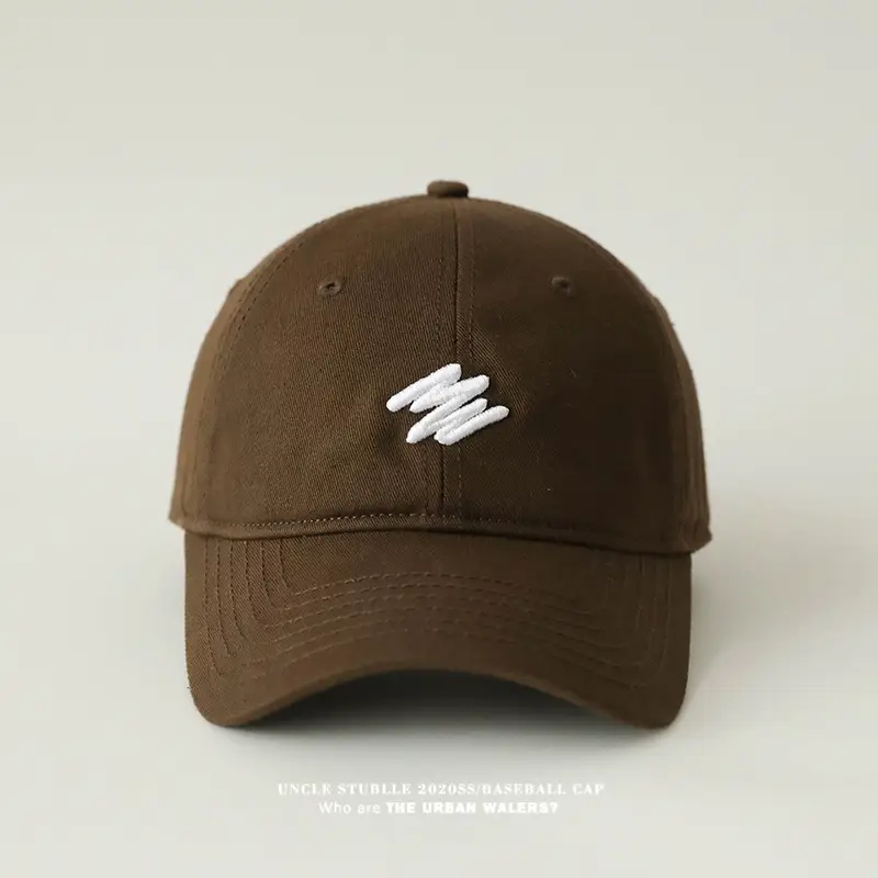 Men's Big Head Baseball Cap Brown Beige White Mark Show — feature 9