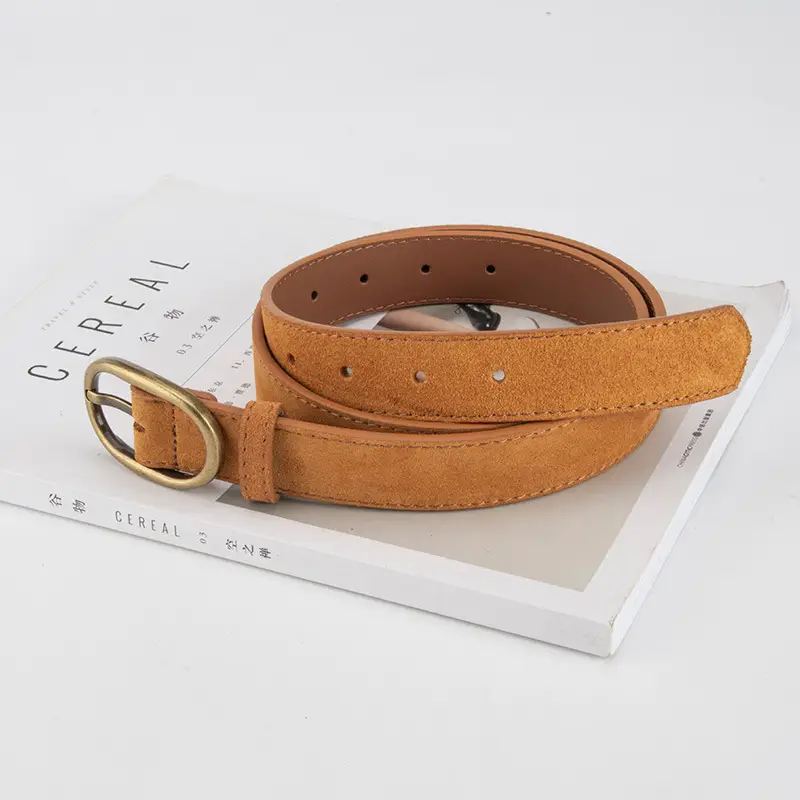 Women's Retro Brown Leather Belt with Buckle - Image 16