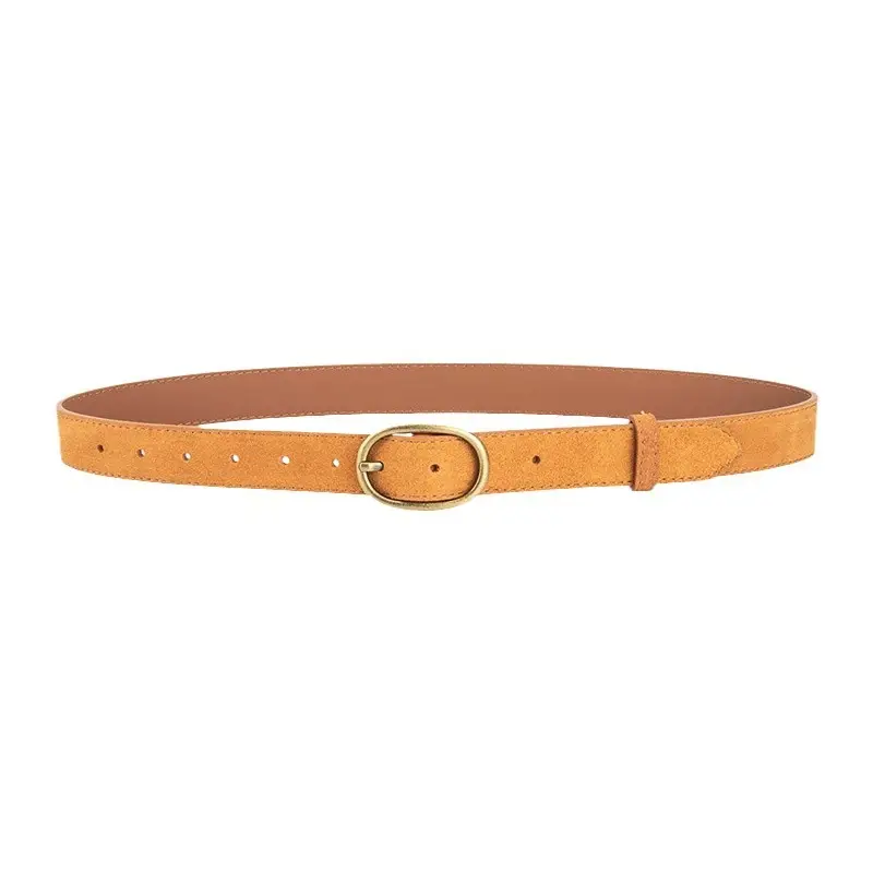 Women's Retro Brown Leather Belt with Buckle - Image 18