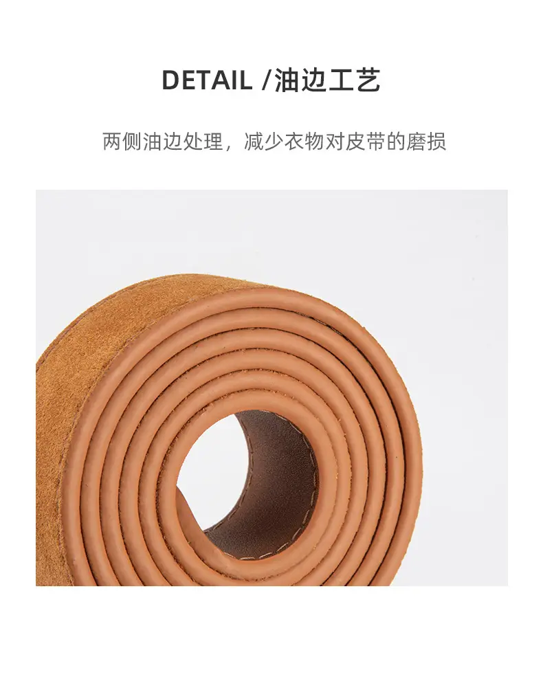 Women's Retro Brown Leather Belt with Buckle — feature 7