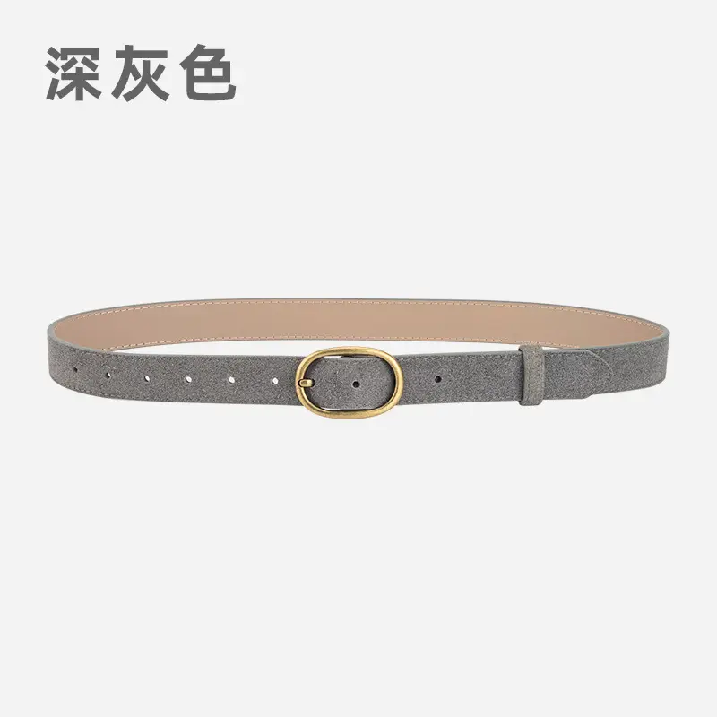 Women's Retro Brown Leather Belt with Buckle - Image 10