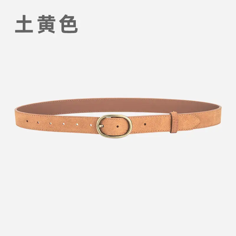 Women's Retro Brown Leather Belt with Buckle - Image 11