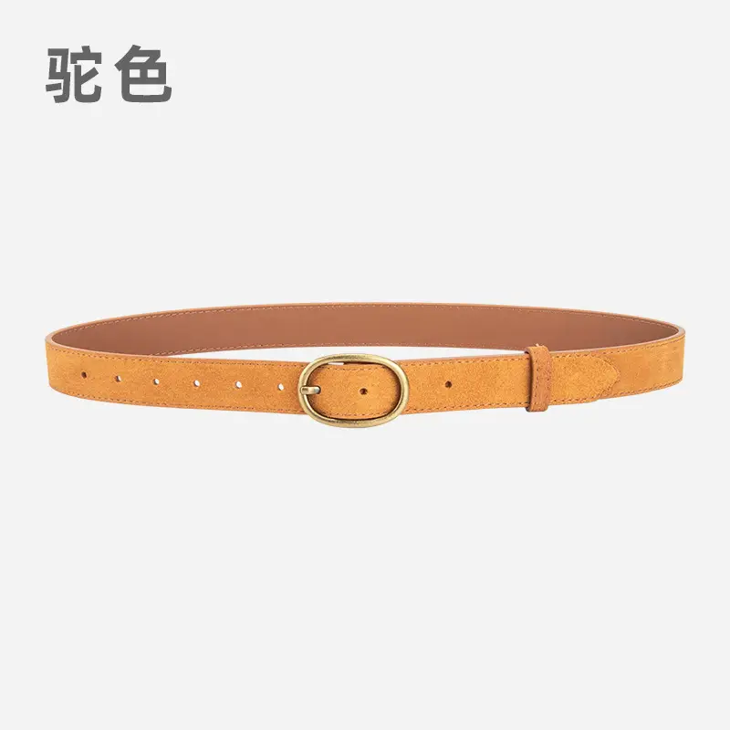 Women's Retro Brown Leather Belt with Buckle - Image 12