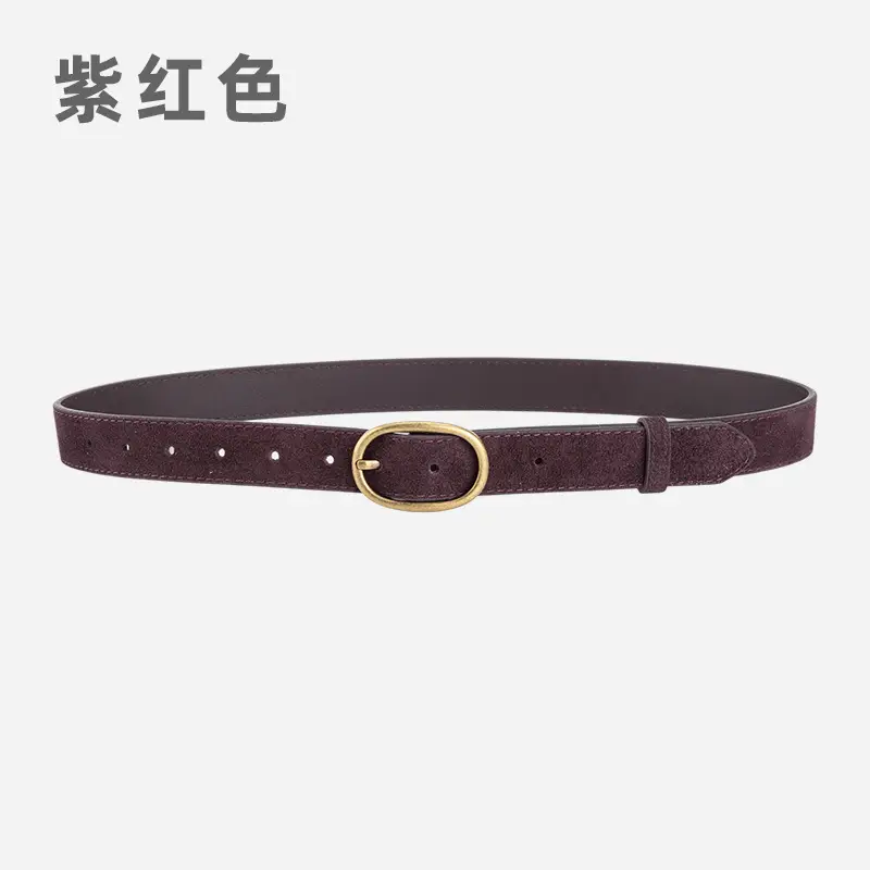 Women's Retro Brown Leather Belt with Buckle - Image 13