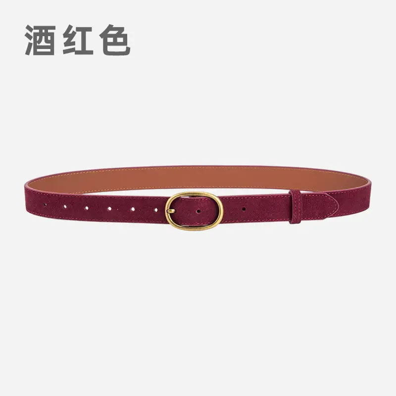 Women's Retro Brown Leather Belt with Buckle - Image 4