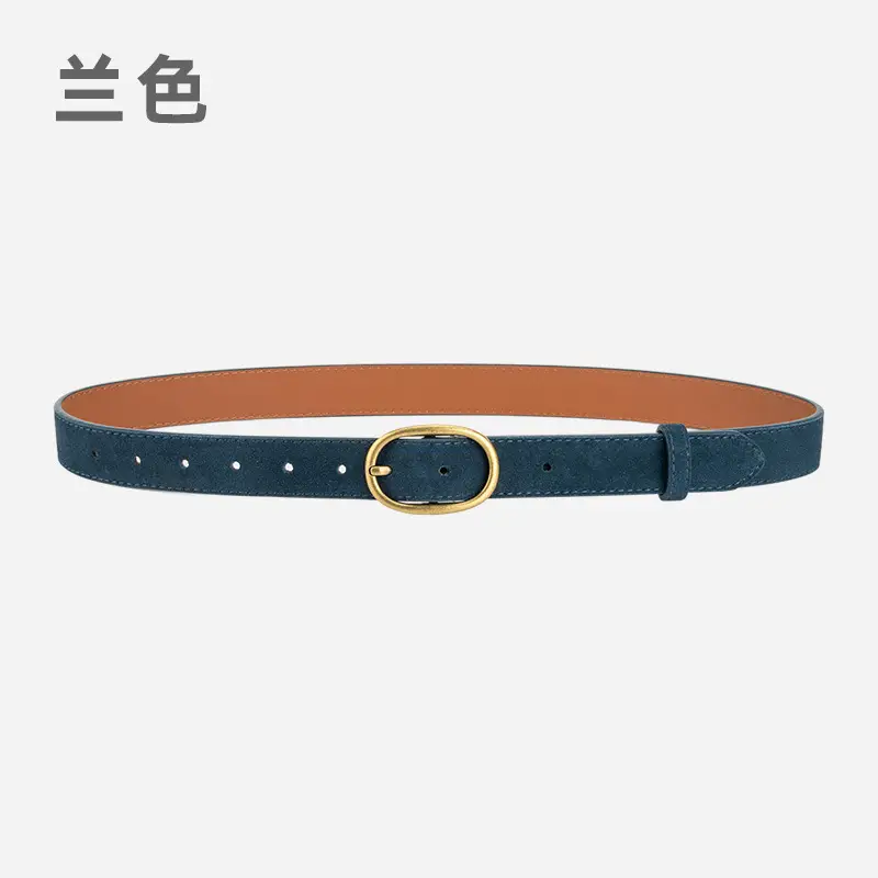 Women's Retro Brown Leather Belt with Buckle - Image 7