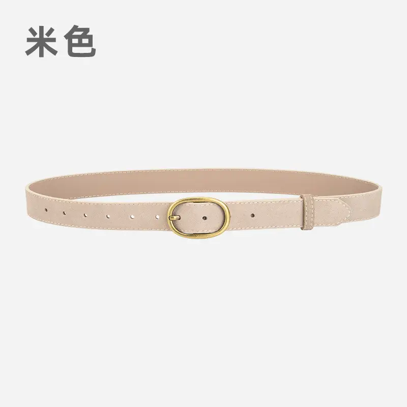 Women's Retro Brown Leather Belt with Buckle - Image 8