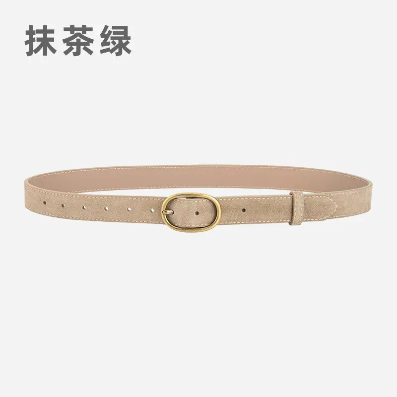 Women's Retro Brown Leather Belt with Buckle - Image 9