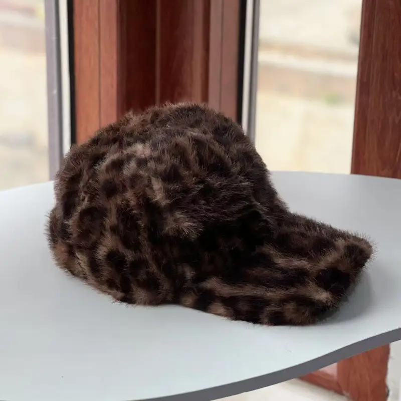Leopard Plush Women's Autumn Winter Sun Hat