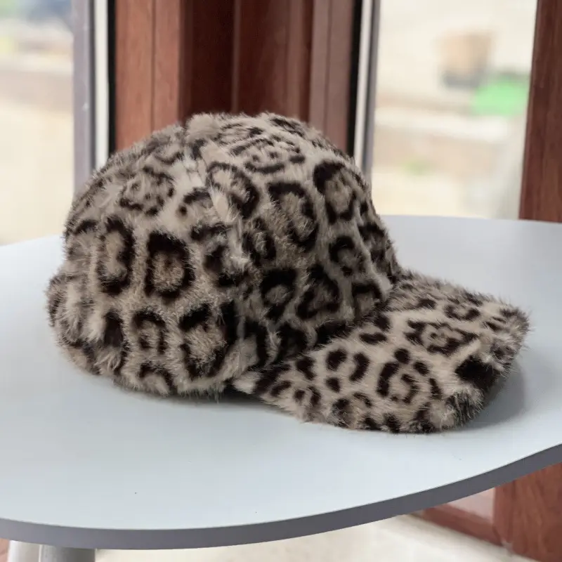 Leopard Plush Women's Autumn Winter Sun Hat