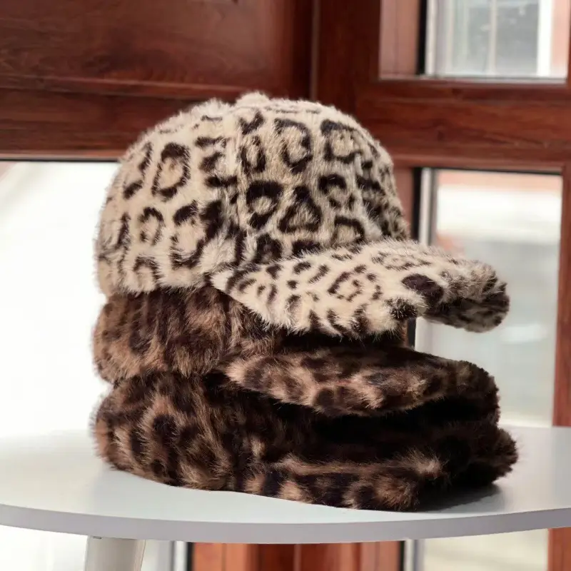 Leopard Plush Women's Autumn Winter Sun Hat