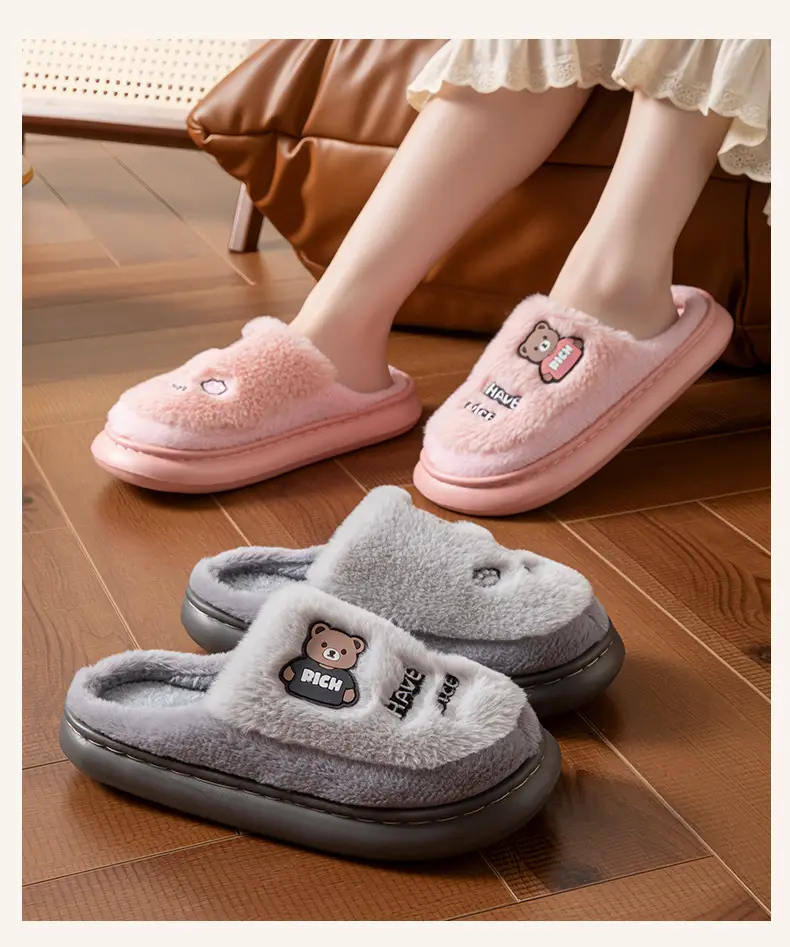 2026 New Cotton Slippers Winter Thick-Soled Home Slippers Couple Warm Plush Indoor Home Slippers for Men and Women — feature 12