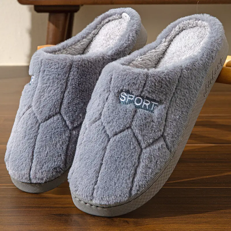 Women's Green Plush Cotton Slippers Autumn Winter Indoor Warm Non-Slip - Image 7