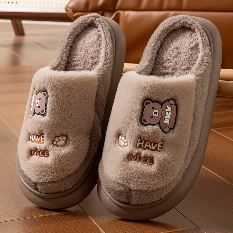 2026 New Cotton Slippers Winter Thick-Soled Home Slippers Couple Warm Plush Indoor Home Slippers for Men and Women