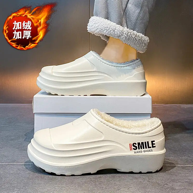 Men's cotton slippers winter bag heel home warm warm cotton shoes one pedal kitchen waterproof non-slip work shoes - Image 4