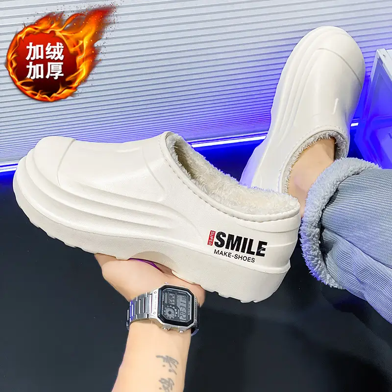 Men's cotton slippers winter bag heel home warm warm cotton shoes one pedal kitchen waterproof non-slip work shoes - Image 6