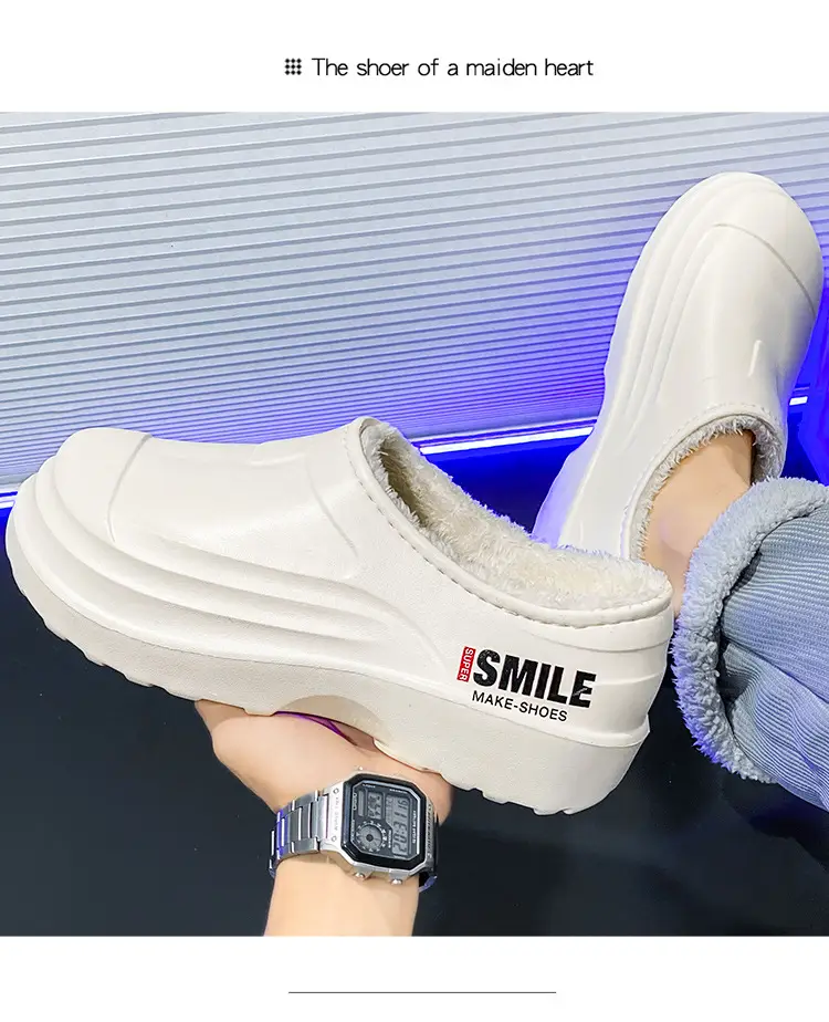 Men's cotton slippers winter bag heel home warm warm cotton shoes one pedal kitchen waterproof non-slip work shoes — feature 10