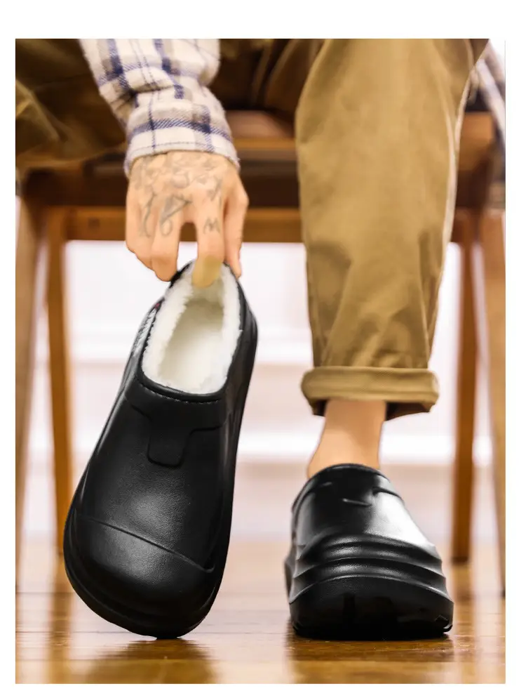 Men's cotton slippers winter bag heel home warm warm cotton shoes one pedal kitchen waterproof non-slip work shoes — feature 13