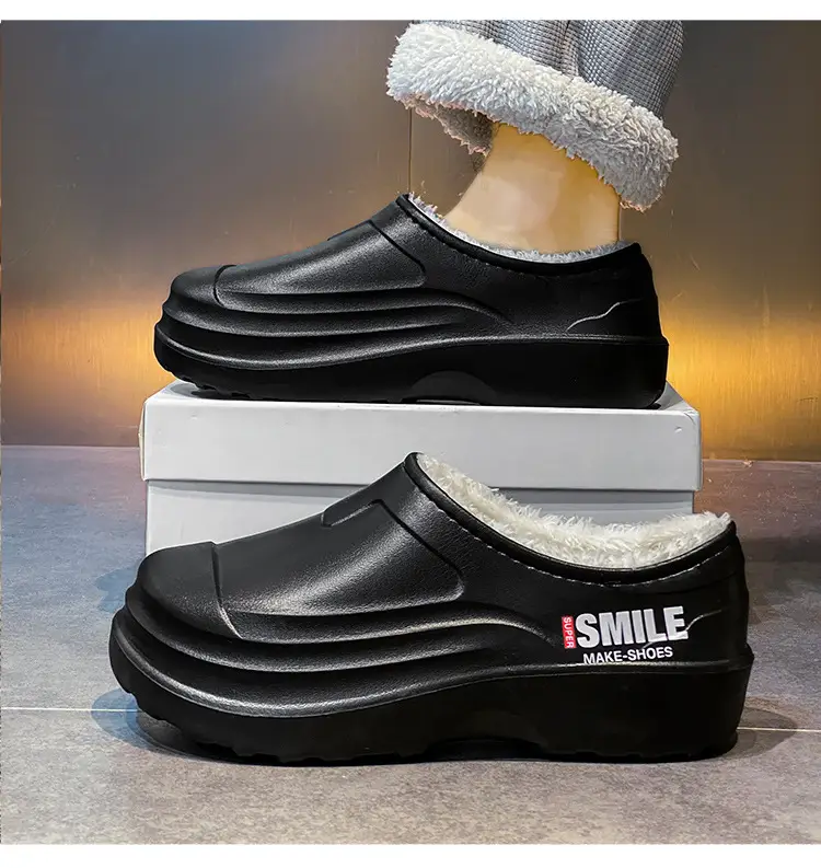 Men's cotton slippers winter bag heel home warm warm cotton shoes one pedal kitchen waterproof non-slip work shoes — feature 16
