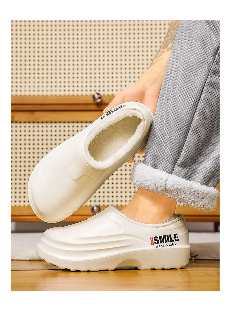 Men's cotton slippers winter bag heel home warm warm cotton shoes one pedal kitchen waterproof non-slip work shoes — feature 9