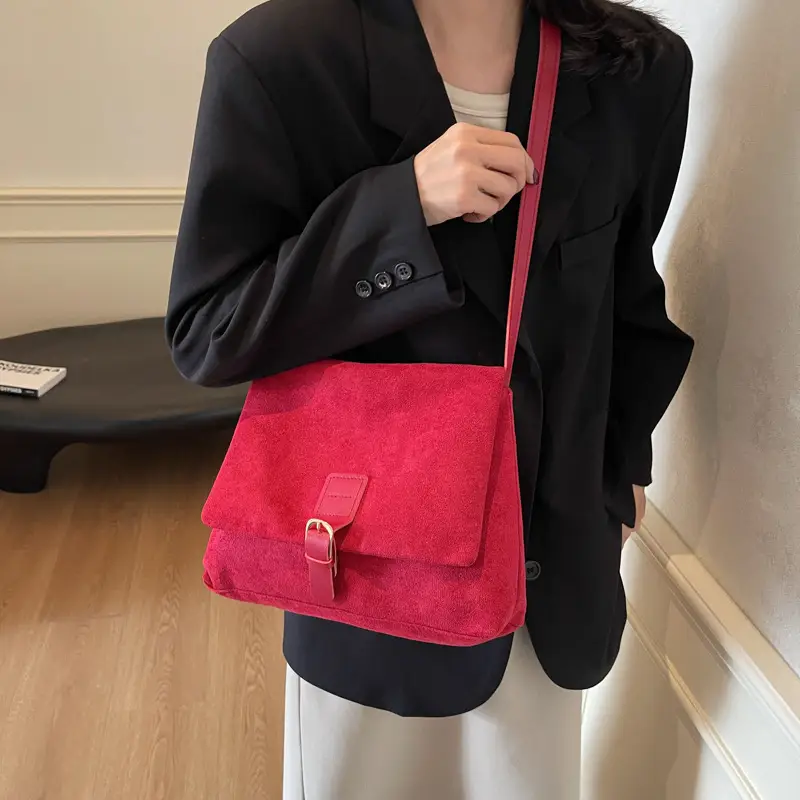 2024 Winter Korean Style Red Crossbody Bag