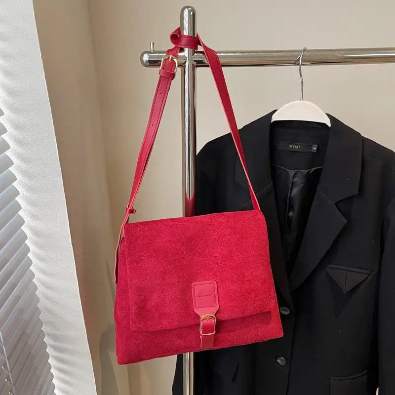 2024 Winter Korean Style Red Crossbody Bag