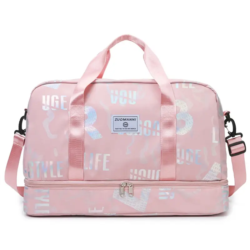 Pink Oxford Cloth Gym Bag for Women Large Capacity Shoulder Crossbody - Image 11