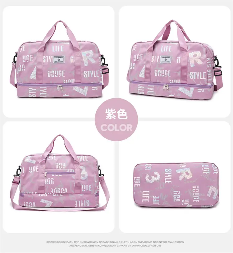 Pink Oxford Cloth Gym Bag for Women Large Capacity Shoulder Crossbody — feature 33