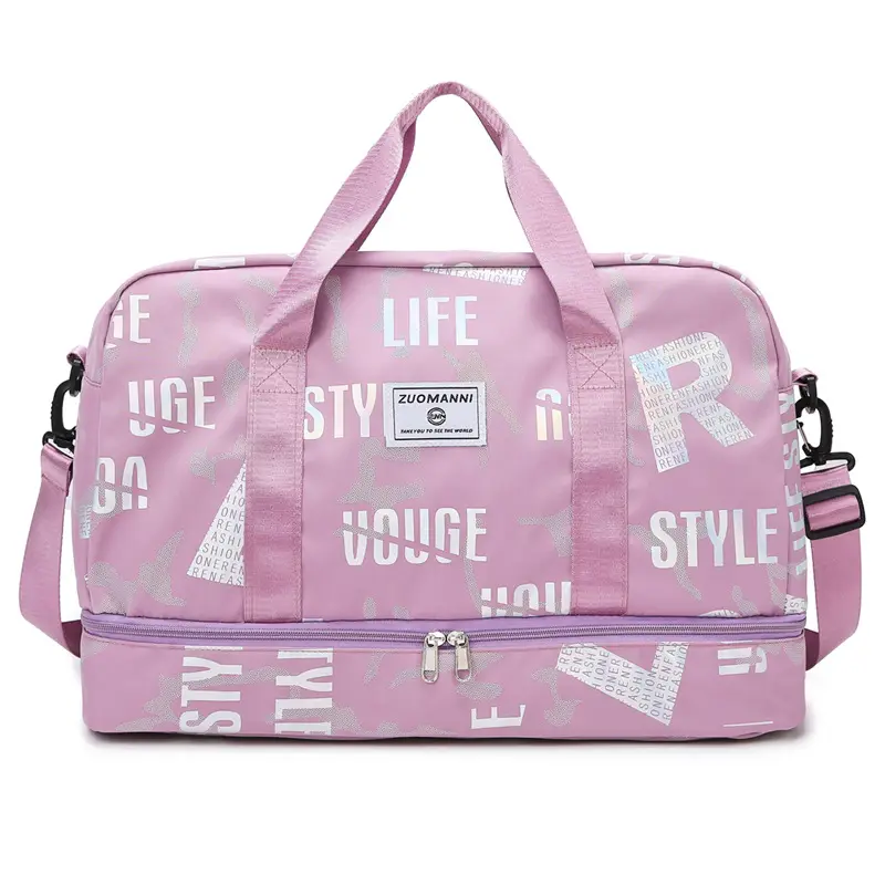 Pink Oxford Cloth Gym Bag for Women Large Capacity Shoulder Crossbody - Image 5