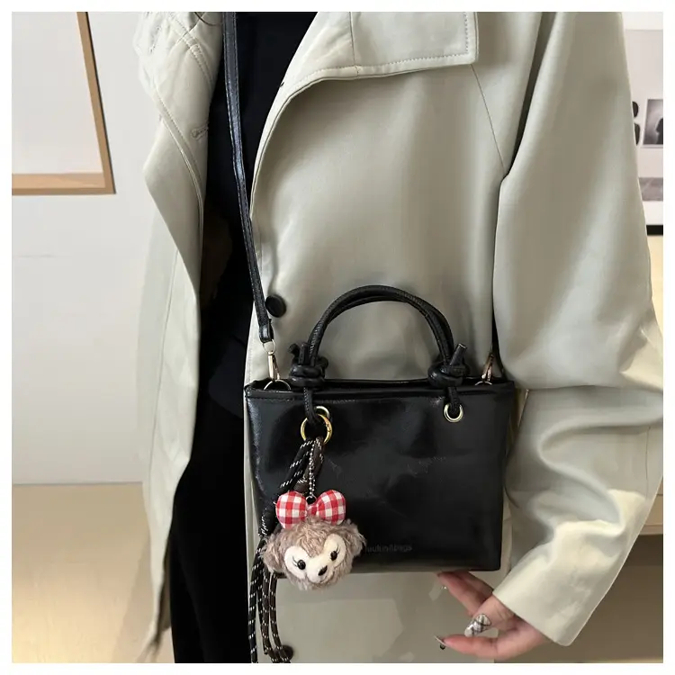 Retro Textured Bucket Bag Brown Winter Commuter Shoulder — feature 24