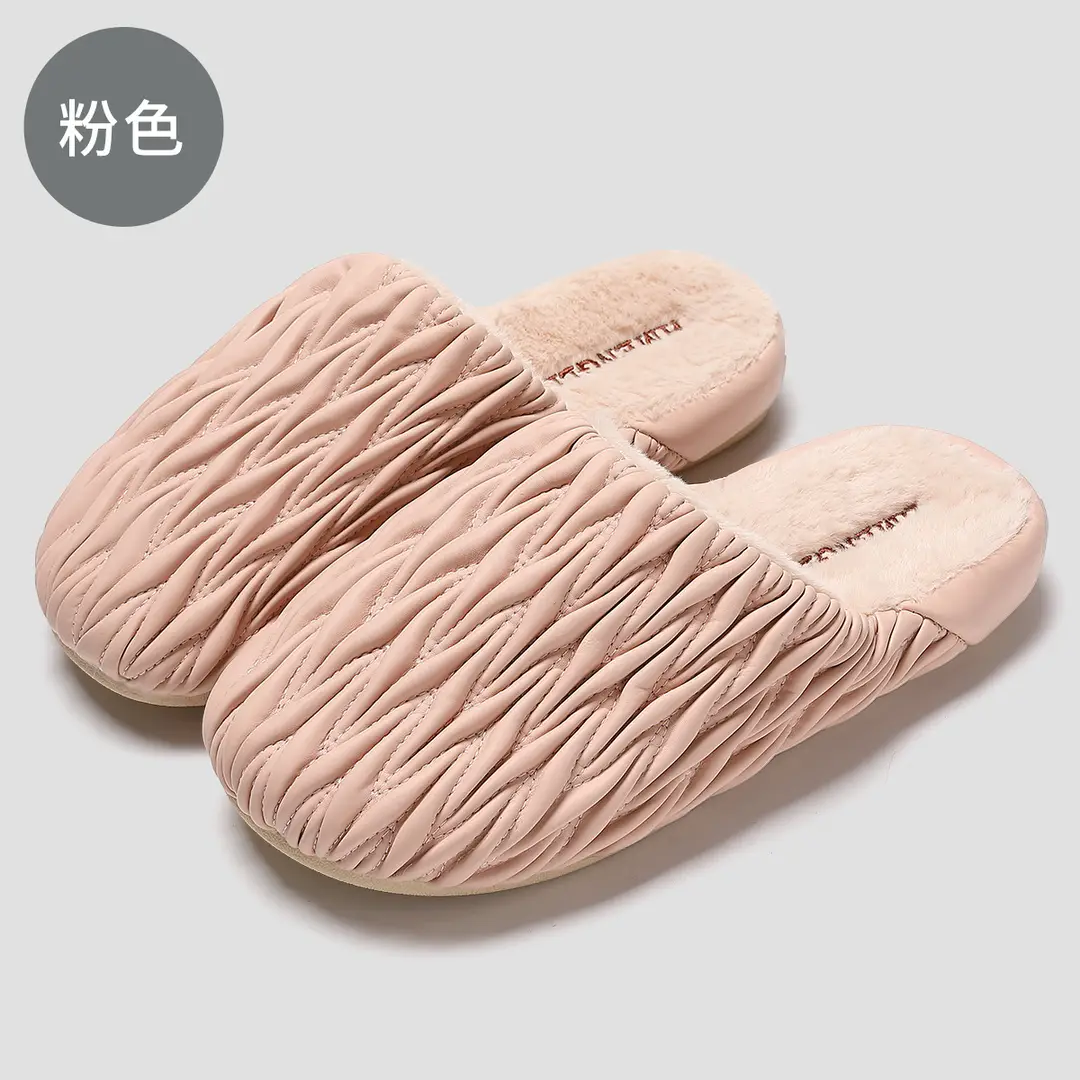 Plaid Cotton Slippers Women's Autumn and Winter Home Room Velvet Warm Soft Bottom Non-slip Cotton Shoes Men's Wool Slippers for Couple in Winter - Image 4