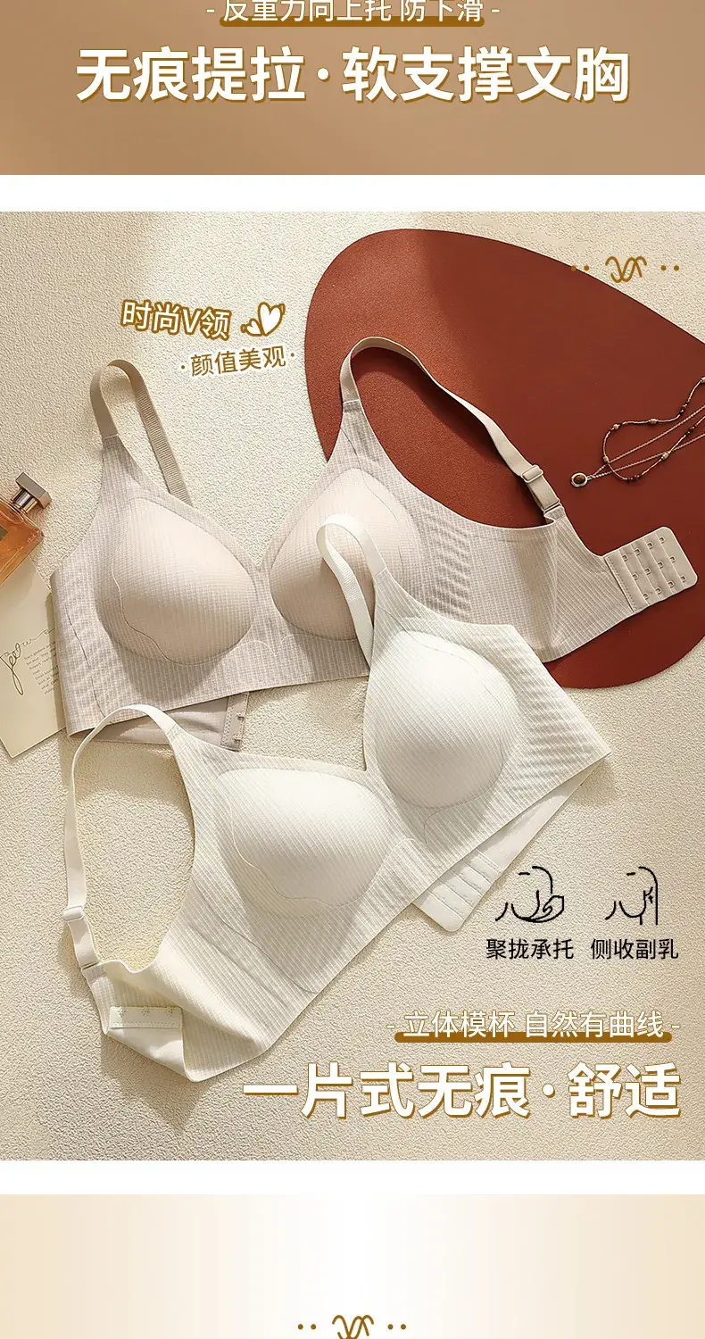 Traceless Pull-up Bra Breathable Large Chest Showable Small Upper Bra Anti-sagging Anti-slip Shaping Bra Underwear for Women — feature 19