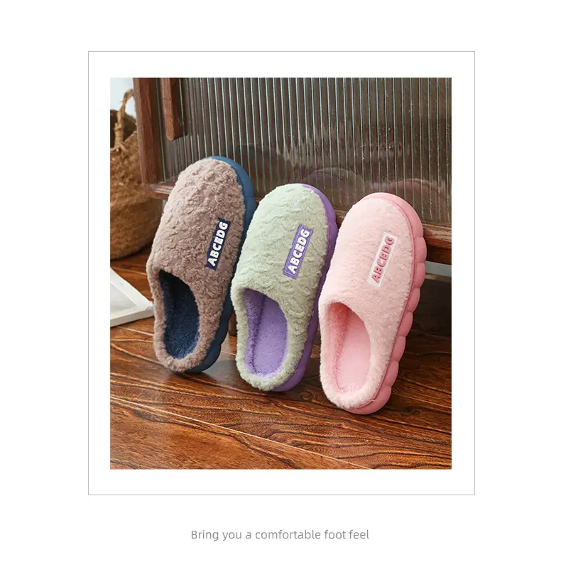 New Thickeneded Cotton Slippers for Women, Autumn and Winter Soft-Soled Home Slippers, High-Bottom Outer Wear, Warm Cotton Slippers for Couples, Men's Furry Shoes — feature 17