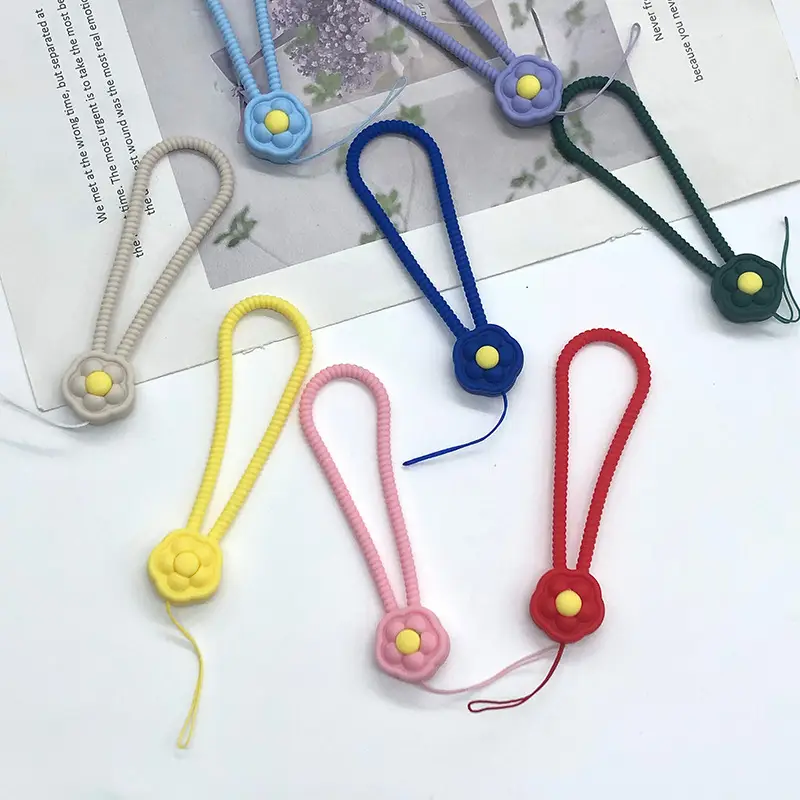 Blue Liquid Silicone Flower Lanyard for Mobile Phone - Image 10