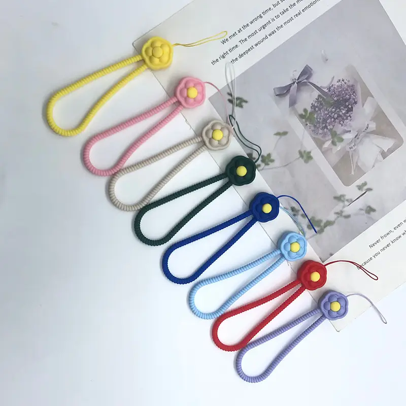 Blue Liquid Silicone Flower Lanyard for Mobile Phone - Image 11