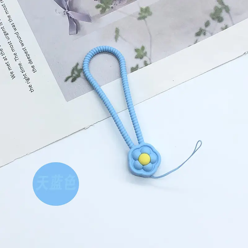 Blue Liquid Silicone Flower Lanyard for Mobile Phone — feature 11