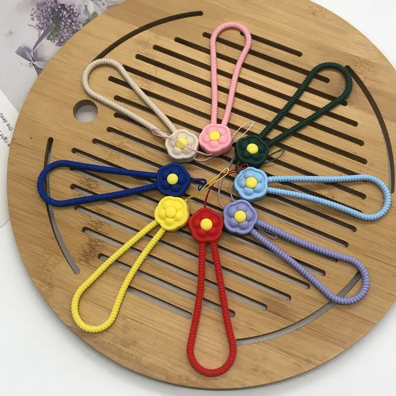 Blue Liquid Silicone Flower Lanyard for Mobile Phone — feature 6