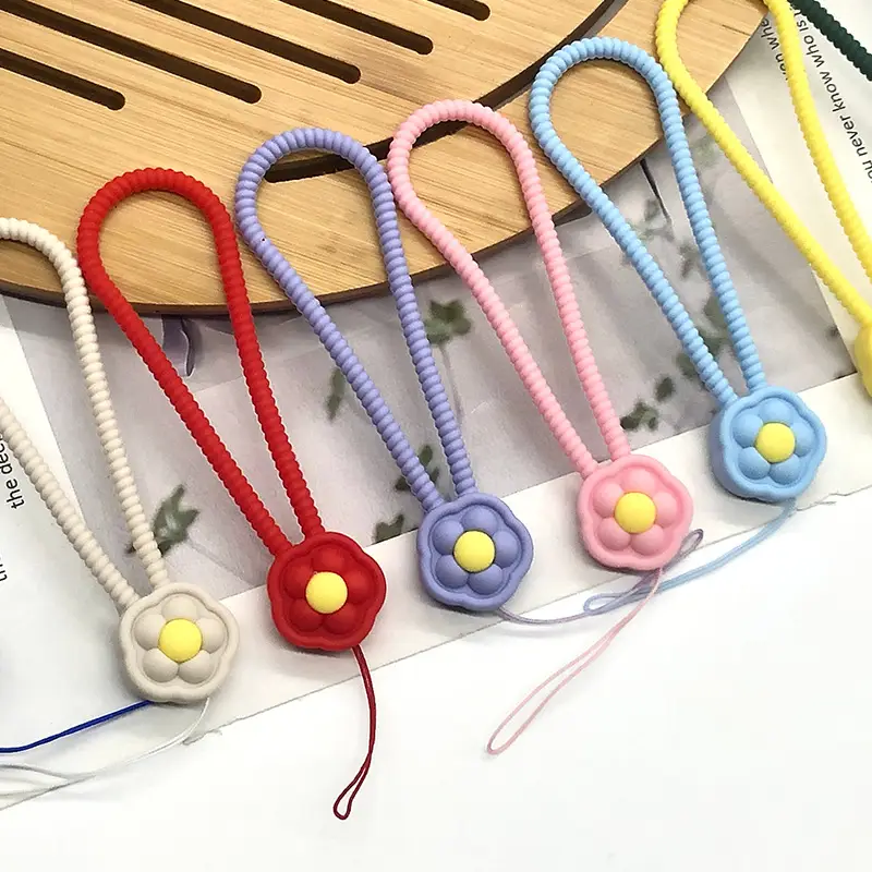 Blue Liquid Silicone Flower Lanyard for Mobile Phone — feature 7