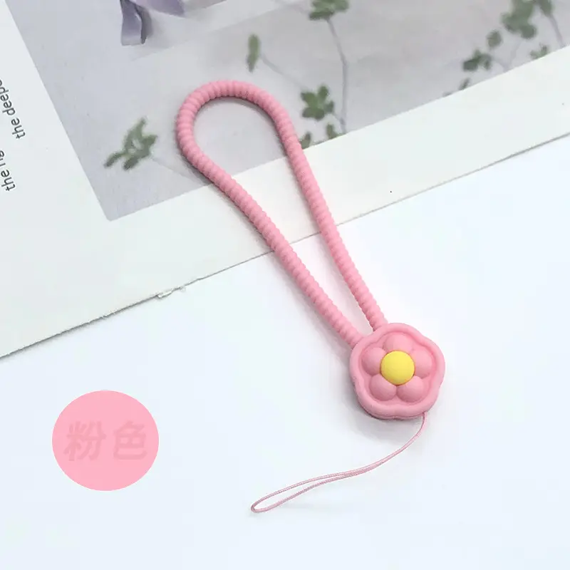 Blue Liquid Silicone Flower Lanyard for Mobile Phone — feature 9