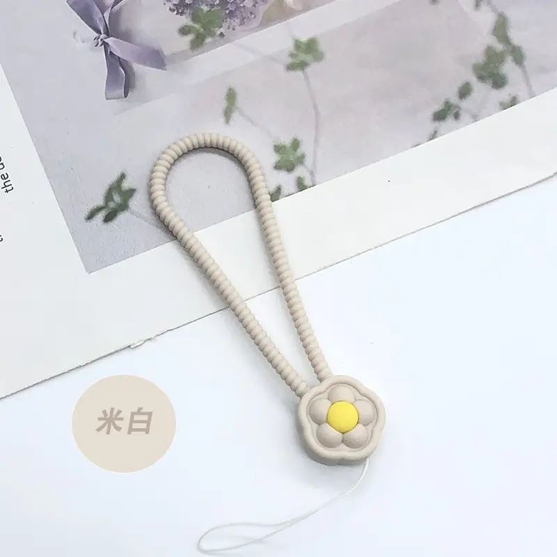 Blue Liquid Silicone Flower Lanyard for Mobile Phone - Image 2
