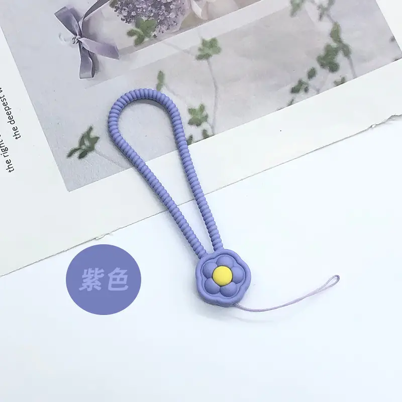 Blue Liquid Silicone Flower Lanyard for Mobile Phone - Image 3